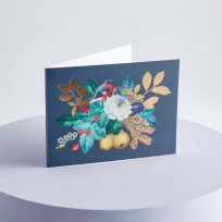 Синяя дизайнерская открытка в стиле Жостово