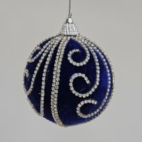 Синий бархатный шар с узором из страз Karlsbach