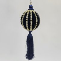 Синий бархатный шар со стразами и кисточкой Karlsbach