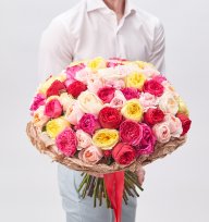 Коллекция Июль. Прекрасный монобукет из ароматных пионовидных роз