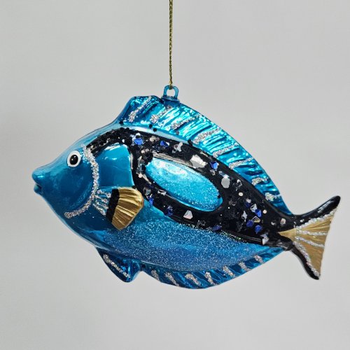 Елочная игрушка Рыбка синий Тан