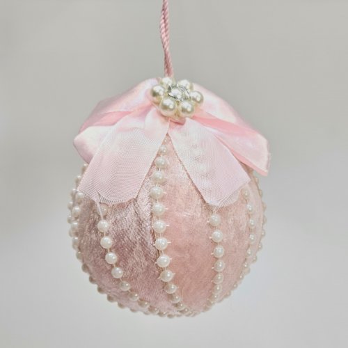 Розовый бархатный шар с имитацией жемчужин Karlsbach 