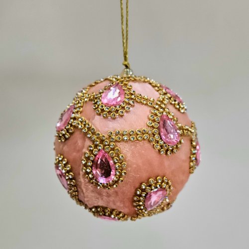 Розовый вельветовый шар с золотым узором Karlsbach
